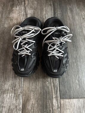 Balenciaga Black Men's Trail Sneakers with White Laces